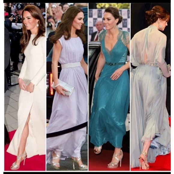 Jimmy Choo Heel 38.5 Vamp Silver Gold Glitter Fabric Platform 5" Sandals Shoes - Picture 2 of 15